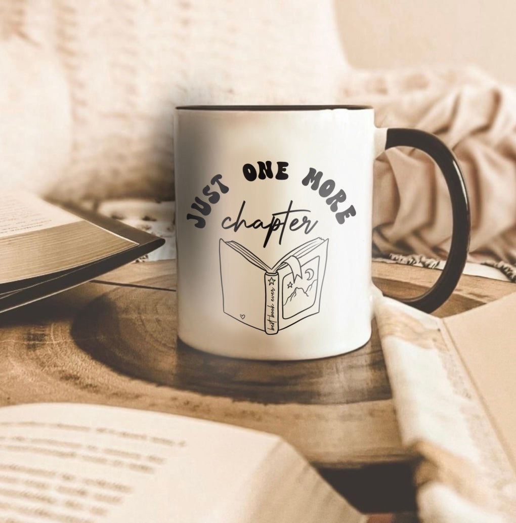 Just One More Chapter Book Lovers Mug – Glossy White 11oz Ceramic