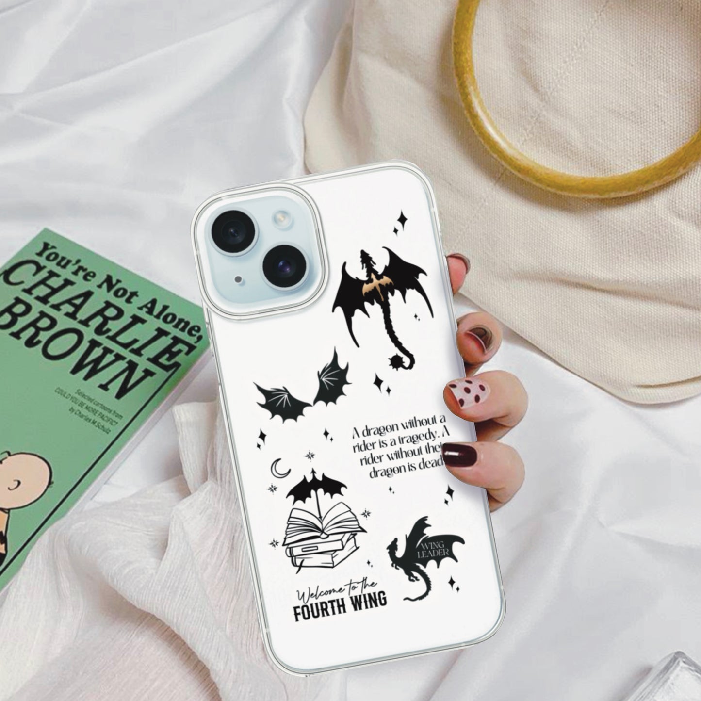 Fourth Wing Clear Sticker Phone Case for Book Lovers