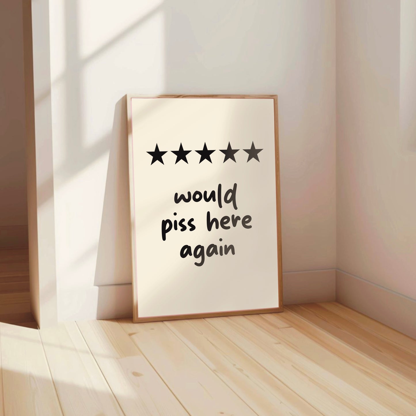 5 Stars, Would Piss Here Again - Funny Bathroom Print