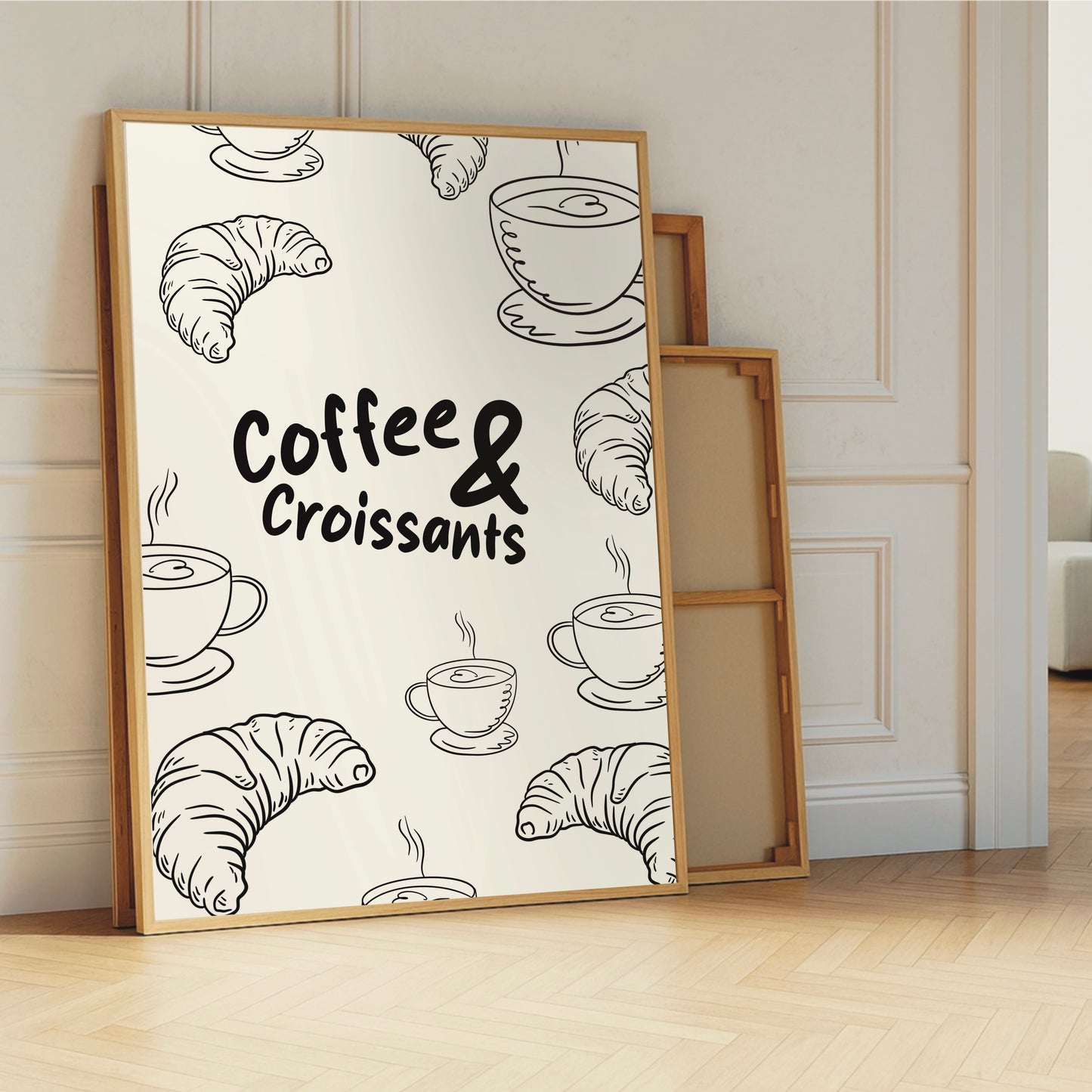 Coffee & Croissants - Neutral Kitchen Print