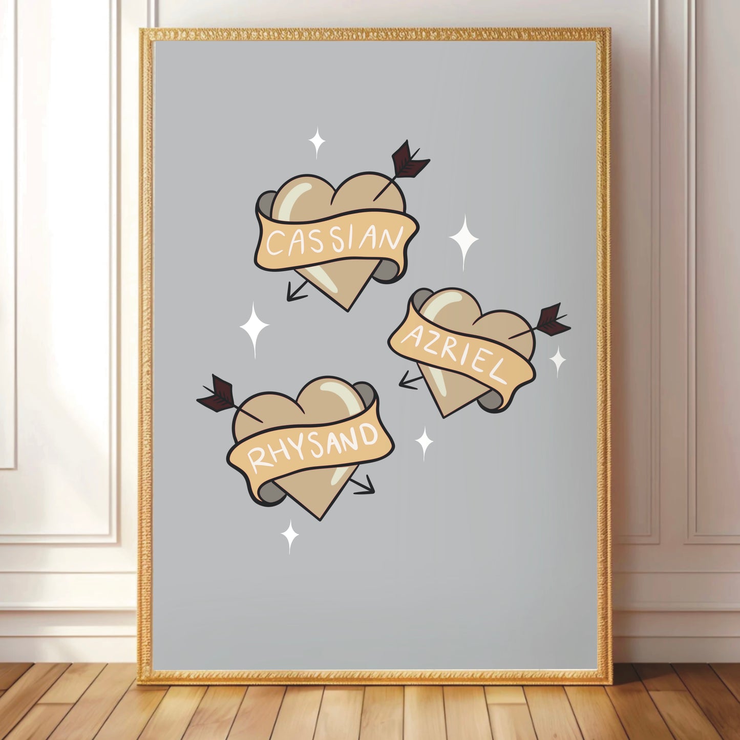 ACOTAR inspired Rhys, Cassian & Azriel Hearts Print