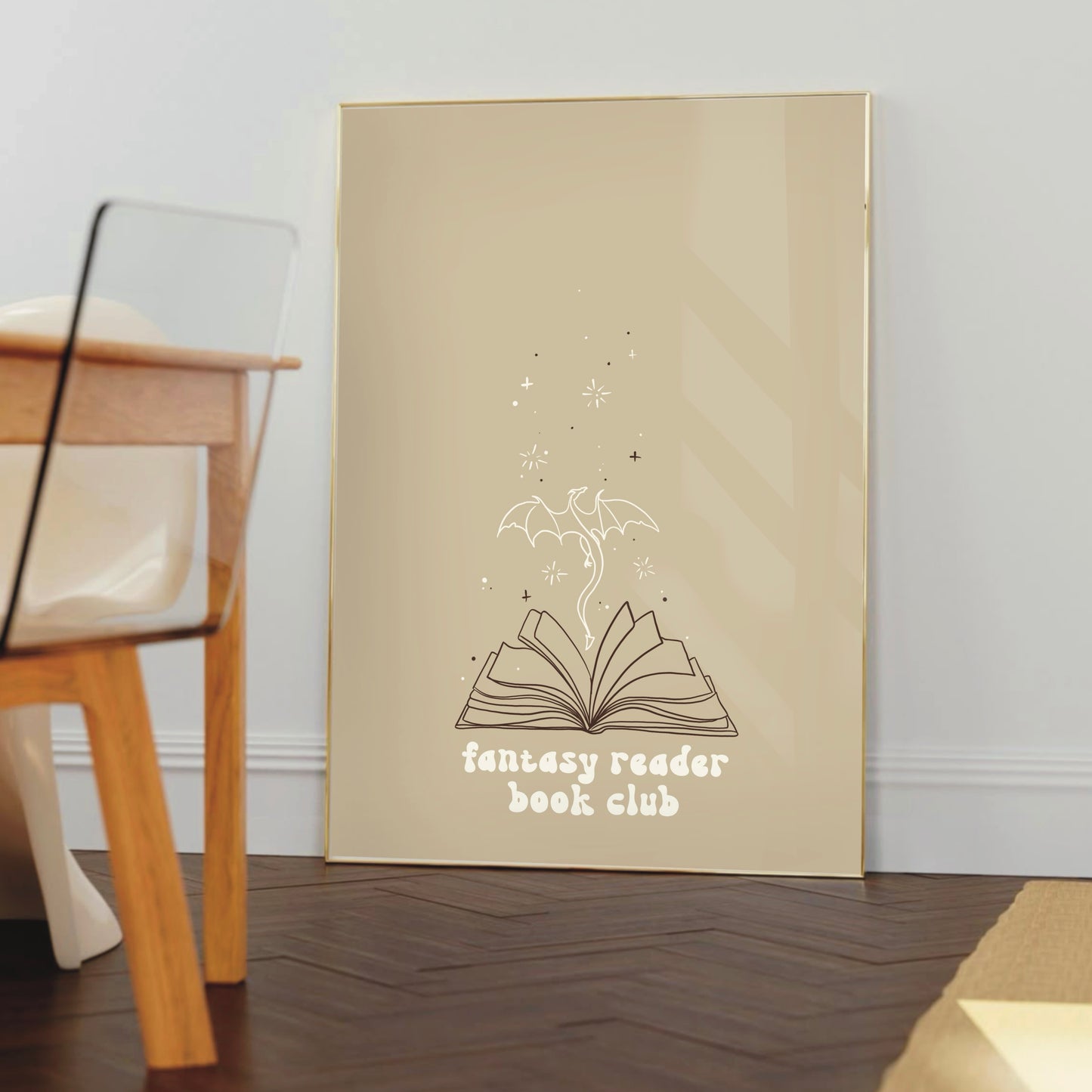 Book Lover Wall Print - "Fantasy Book Reader Club"