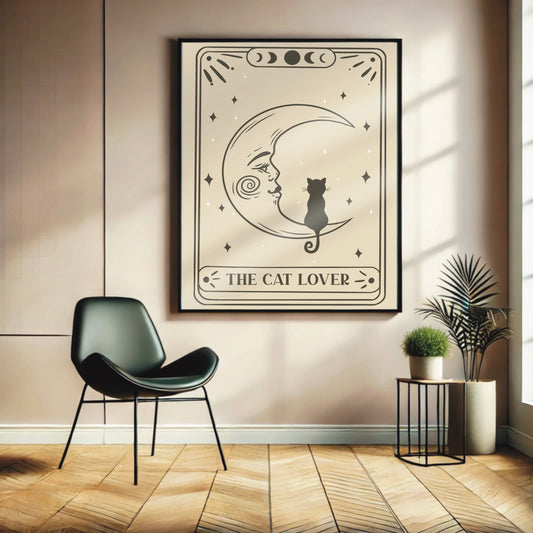 The Cat Lover Halloween Art Print – Mystical Moon & Feline Wall Decor