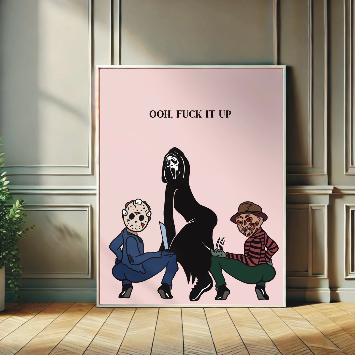 Funny Halloween Wall Print – Twerking Freddy, Jason & Ghostface | A5–A2