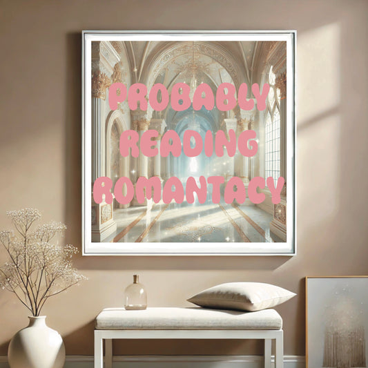 'Probably Reading Romantacy' – Castle Hallway Typography Art
