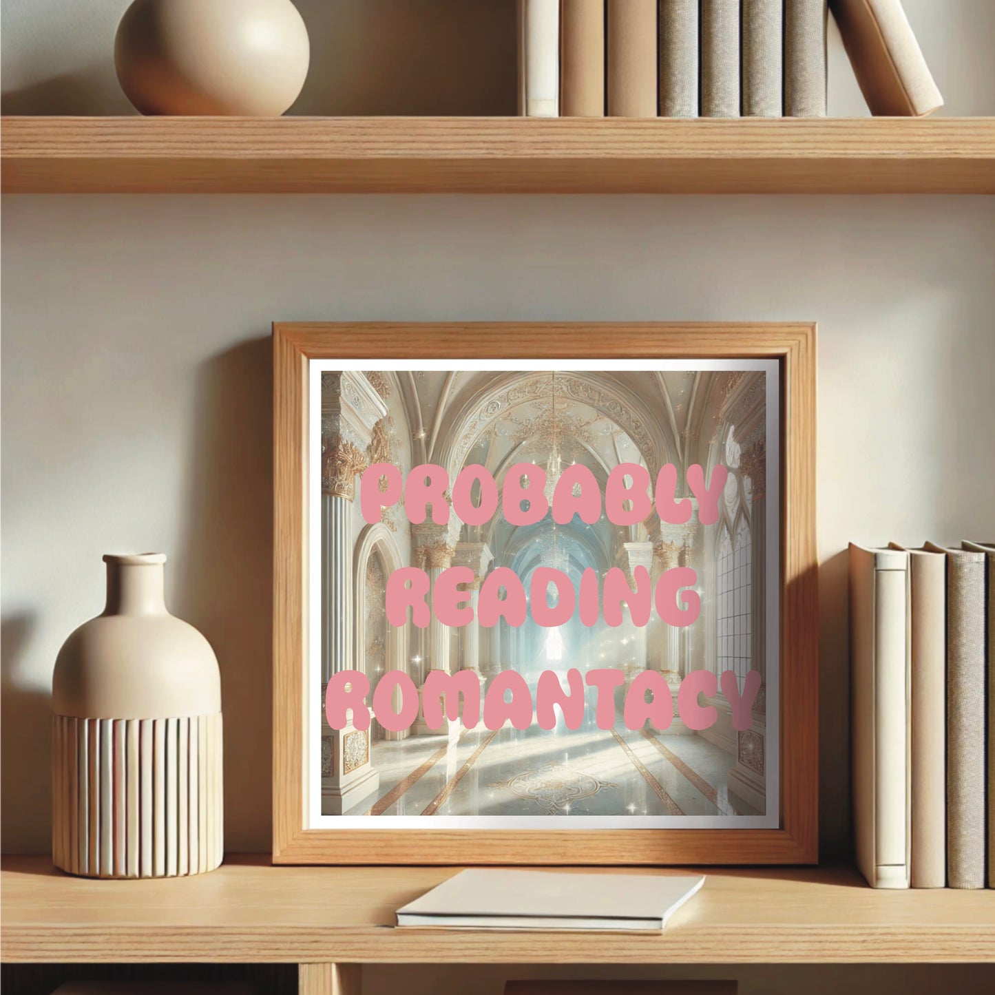 'Probably Reading Romantacy' – Castle Hallway Typography Art