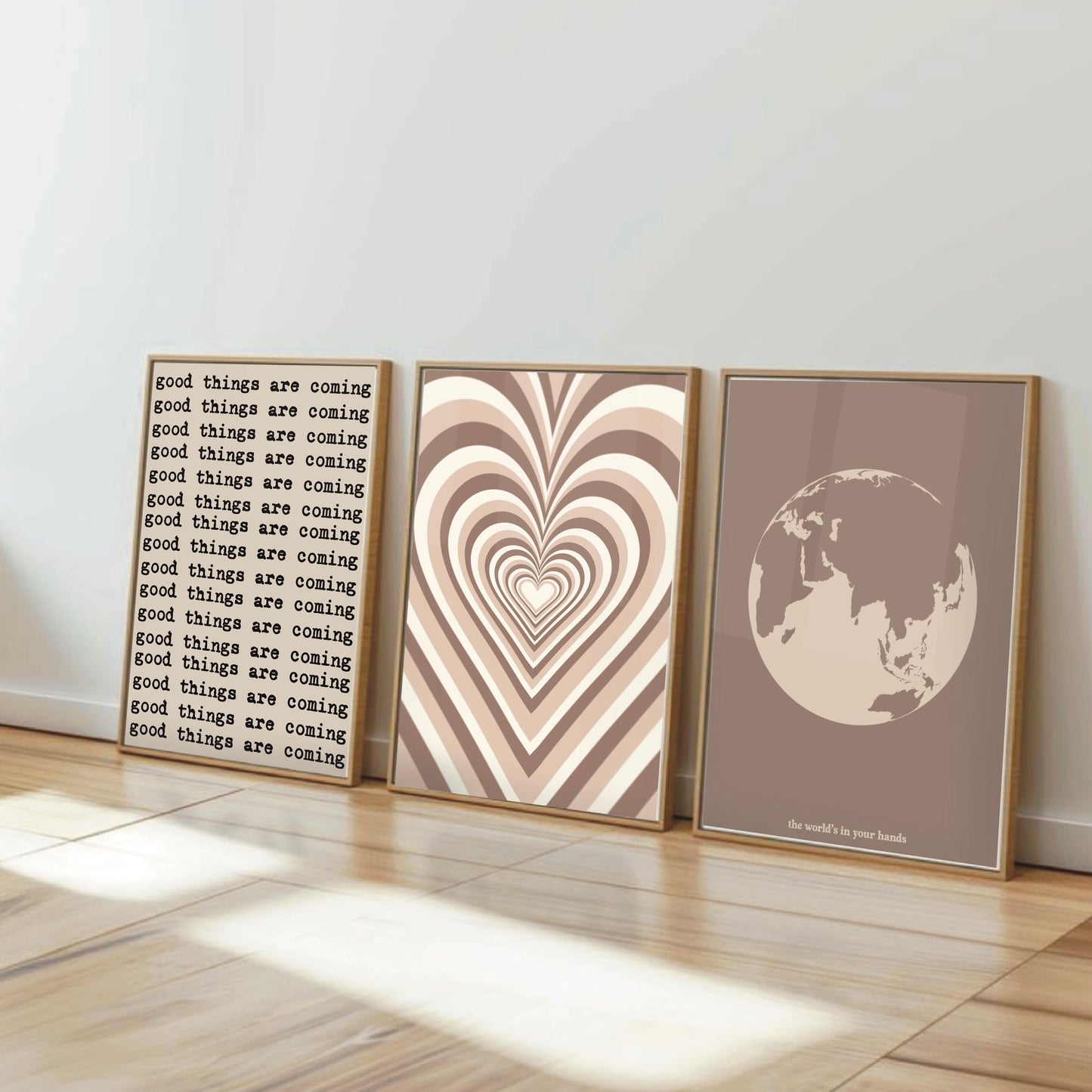Brown & Nude Hearts- Wall Print