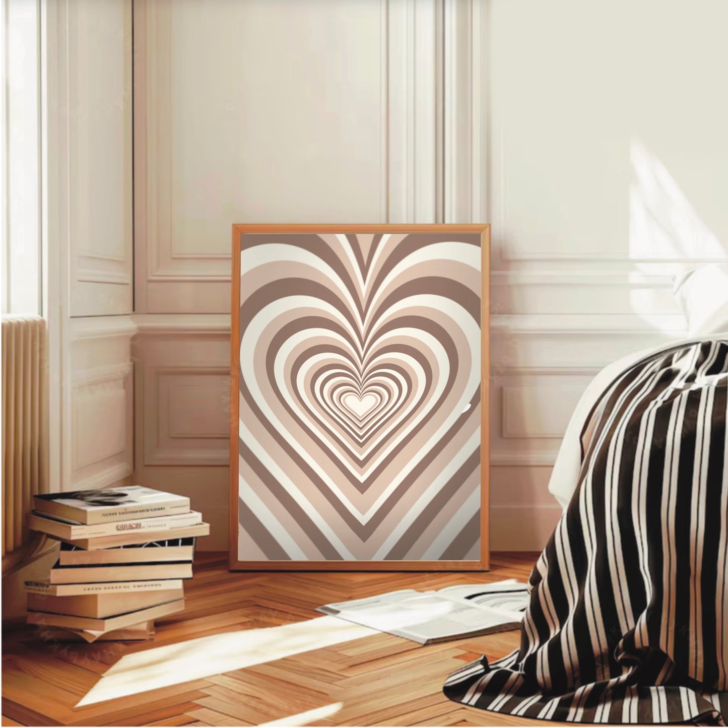Brown & Nude Hearts- Wall Print