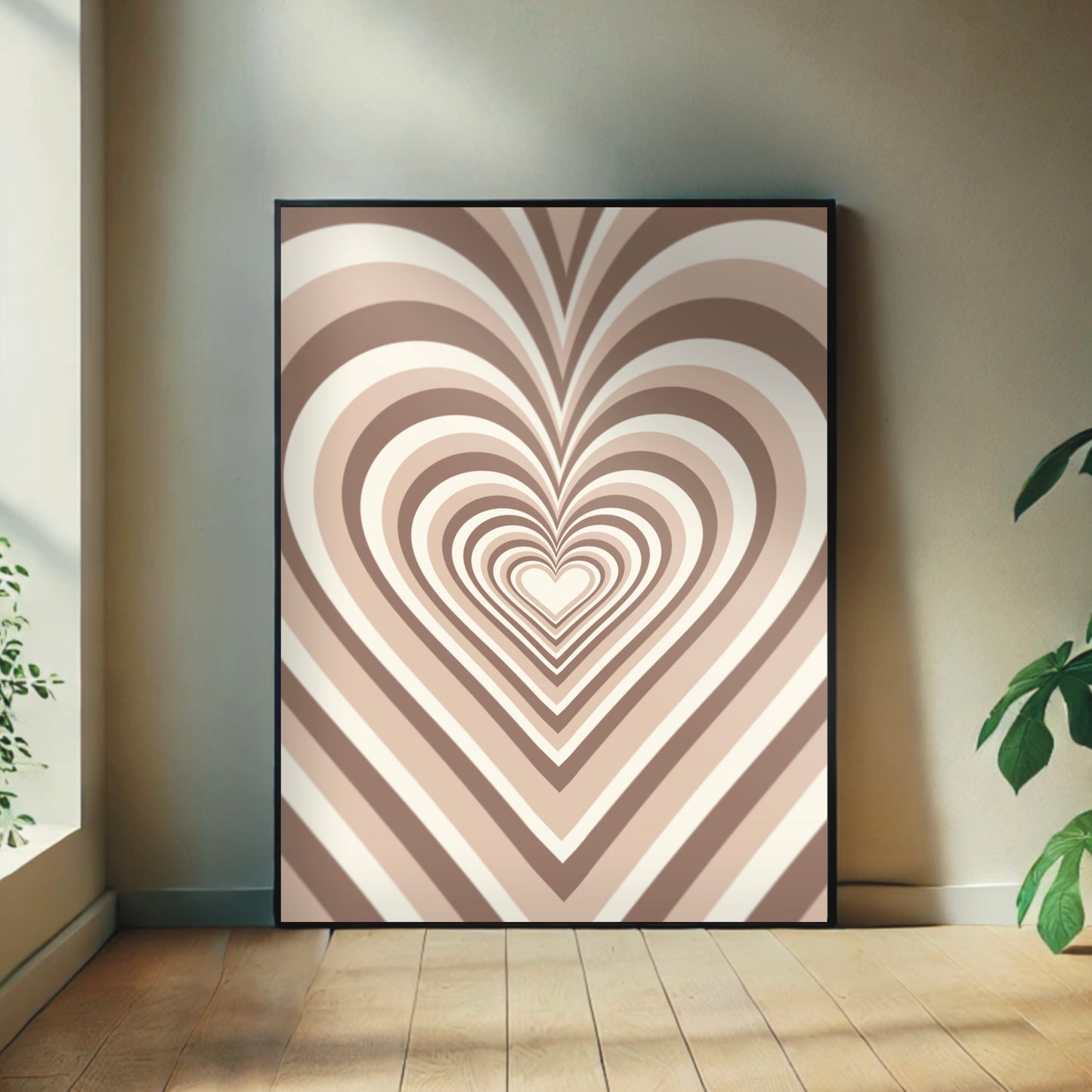 Brown & Nude Hearts- Wall Print