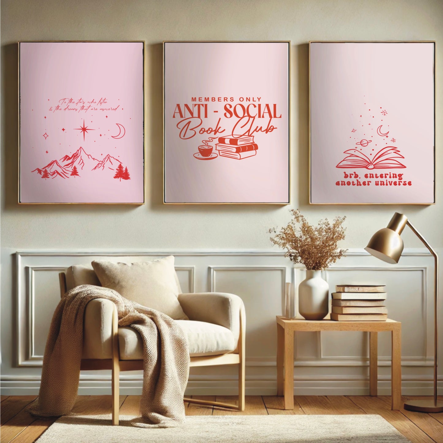 Pink ACOTAR & Fantasy Reader Print Trio