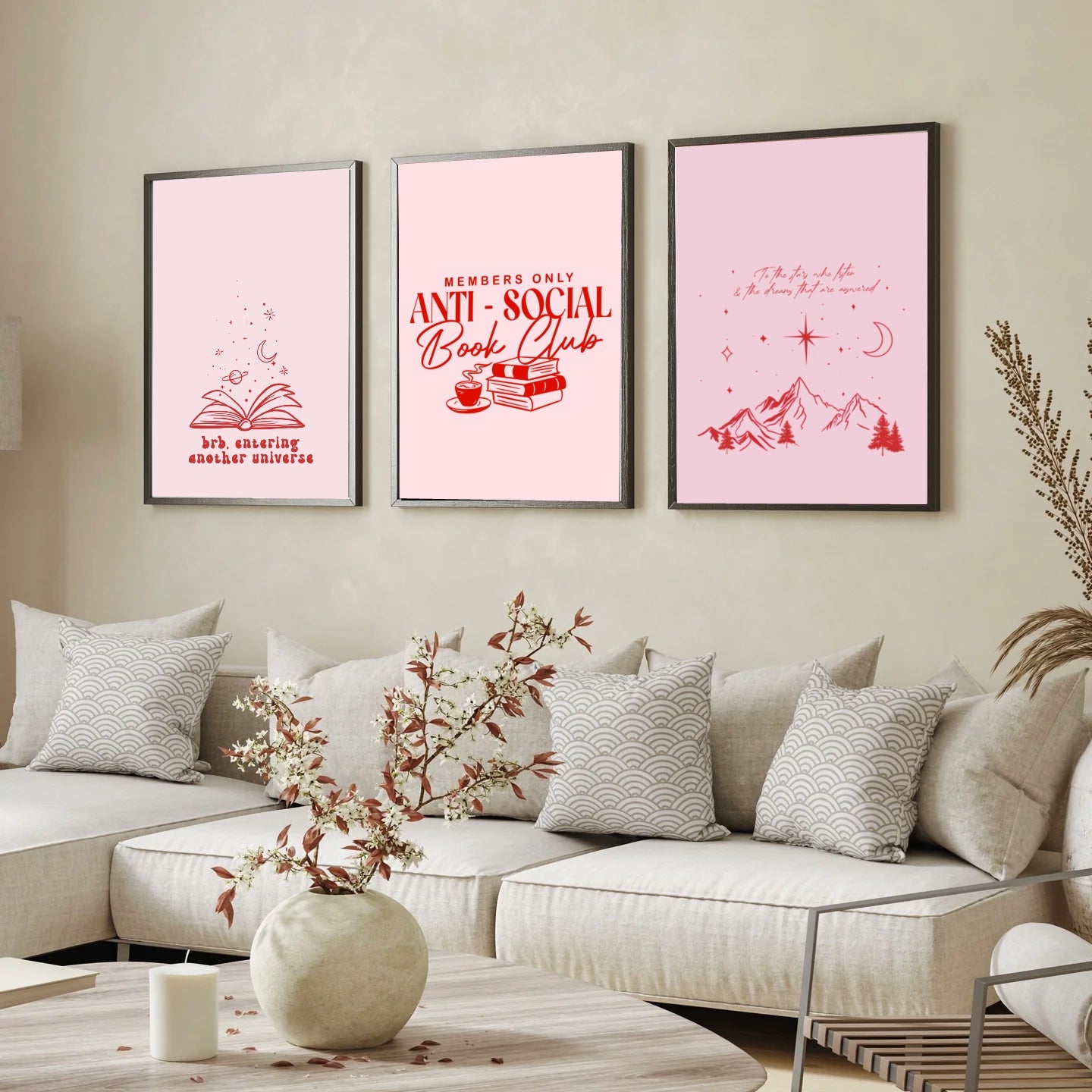 Pink ACOTAR & Fantasy Reader Print Trio