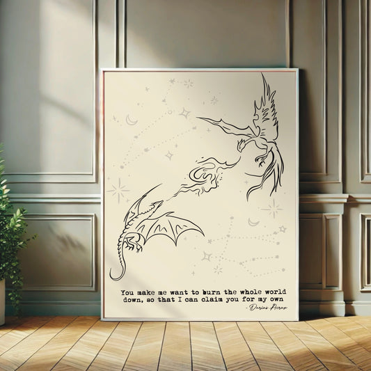 Zodiac Academy Inspired 'Burn the whole world down' Quote Wall Print