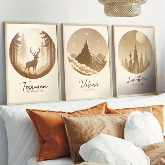 ACOTAR, Throne of Glass & Crescent City Simple Trio - Set of 3 Wall Prints