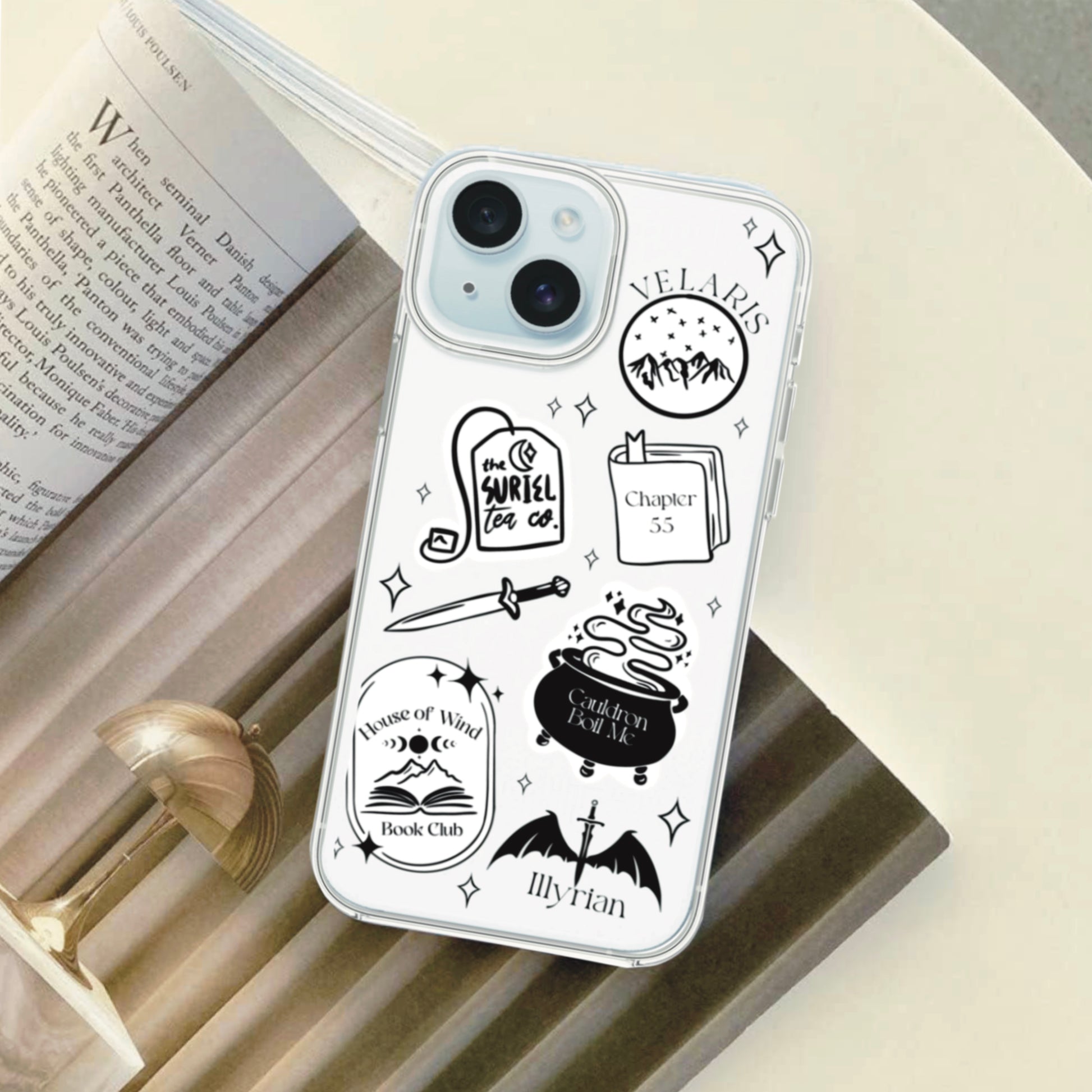 ACOTAR Inspired Clear Sticker Phone Case Perfect for Book Lovers Over n' Out Designs ACOTAR Inspired Clear Sticker Phone Case Perfect for Book Lovers Over n' Out Designs