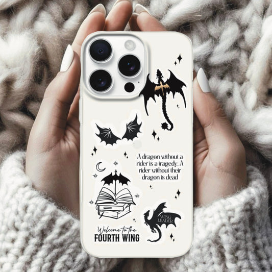 Fourth Wing Sticker Phone Case - Sand Colour