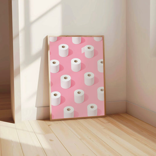 Pink Loo Roll - Cute Bathroom Print