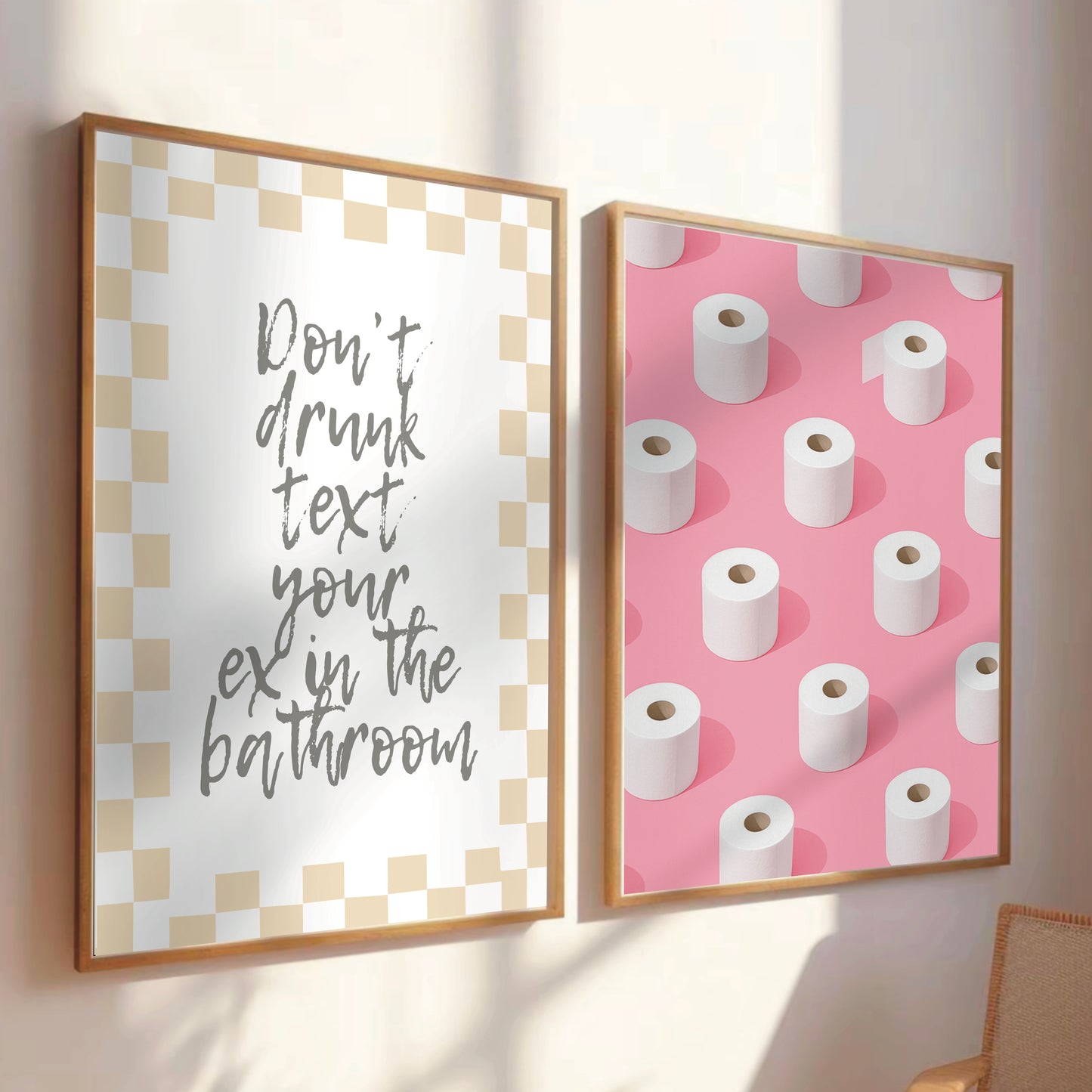 Pink Loo Roll - Cute Bathroom Print
