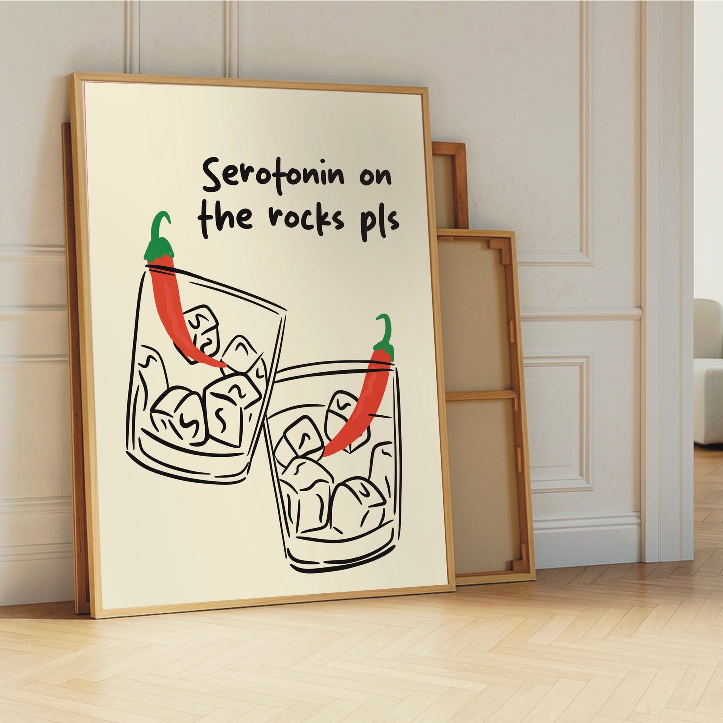 Serotonin On The Rocks Pls - Funny Kitchen Print