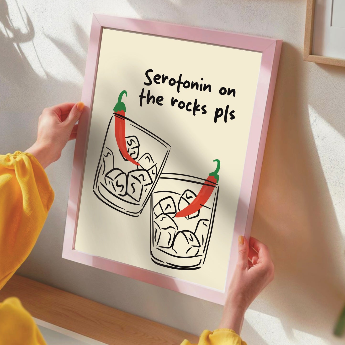Serotonin On The Rocks Pls - Funny Kitchen Print