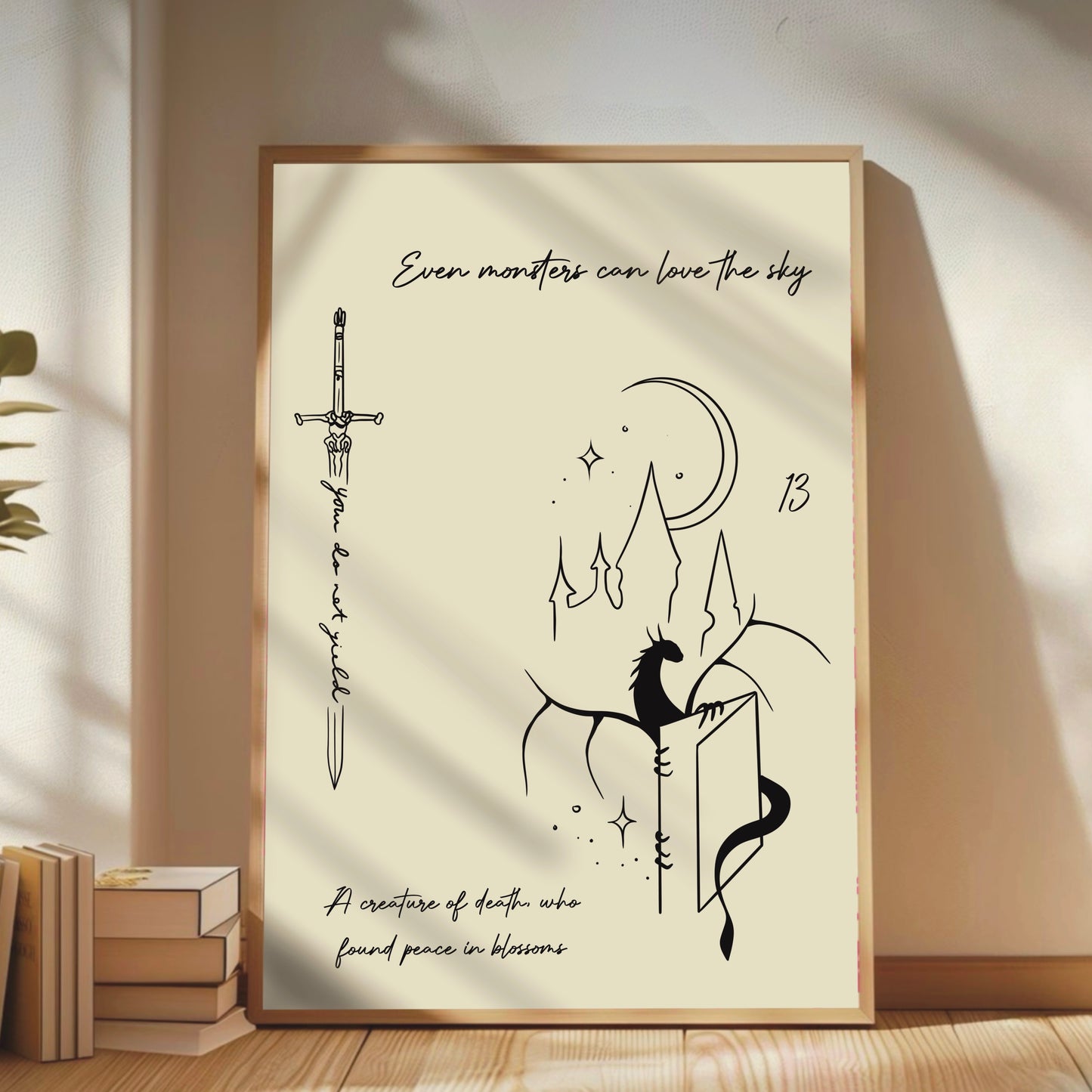 'Even Monsters Can Love The Sky' Manon & Abraxos Quote - Throne Of Glass Wall Print