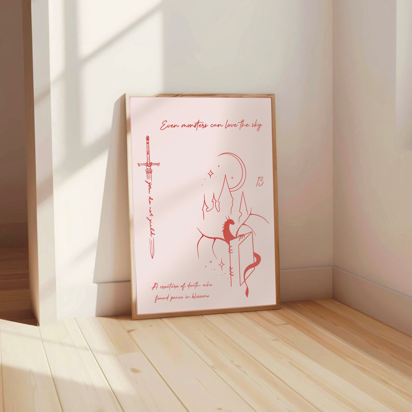 'Even Monsters Can Love The Sky' Manon & Abraxos Quote - Throne Of Glass Wall Print