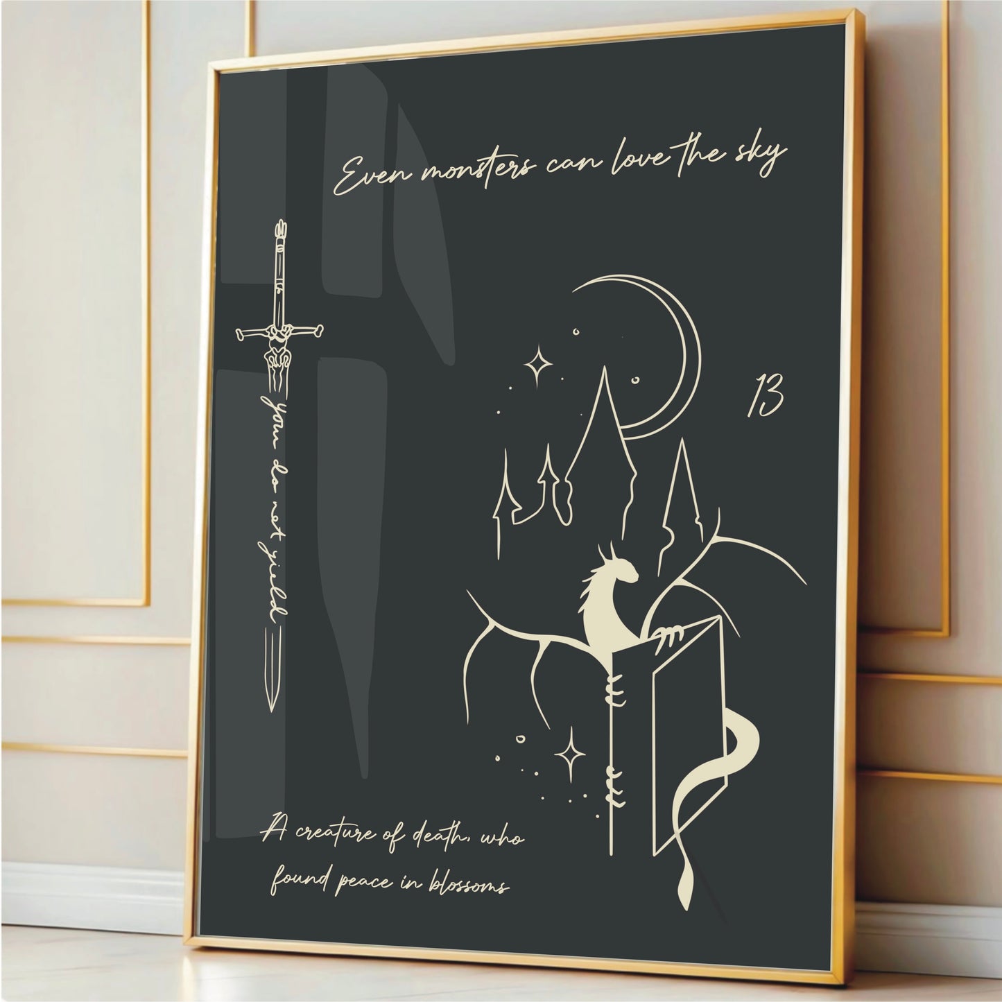 'Even Monsters Can Love The Sky' Manon & Abraxos Quote - Throne Of Glass Wall Print