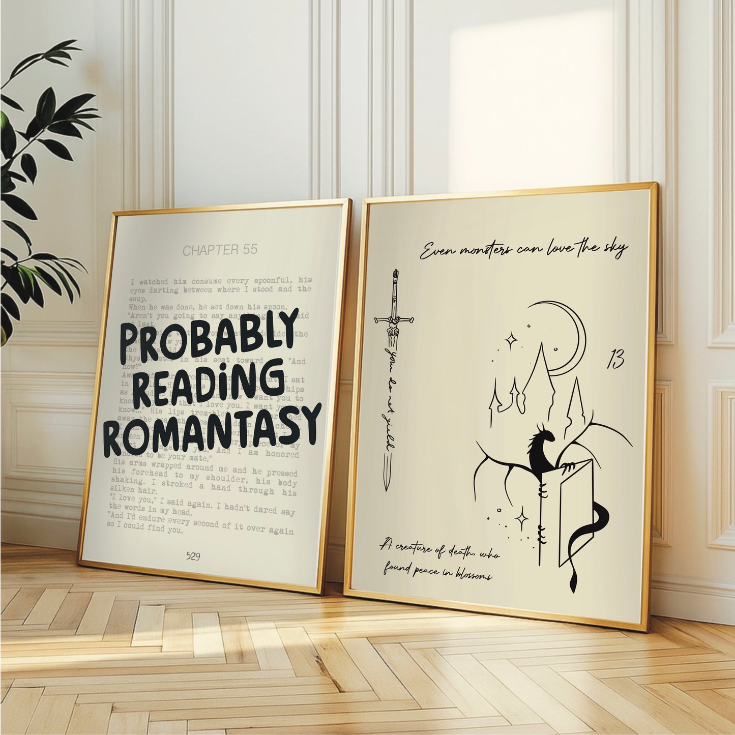 'Even Monsters Can Love The Sky' Manon & Abraxos Quote - Throne Of Glass Wall Print