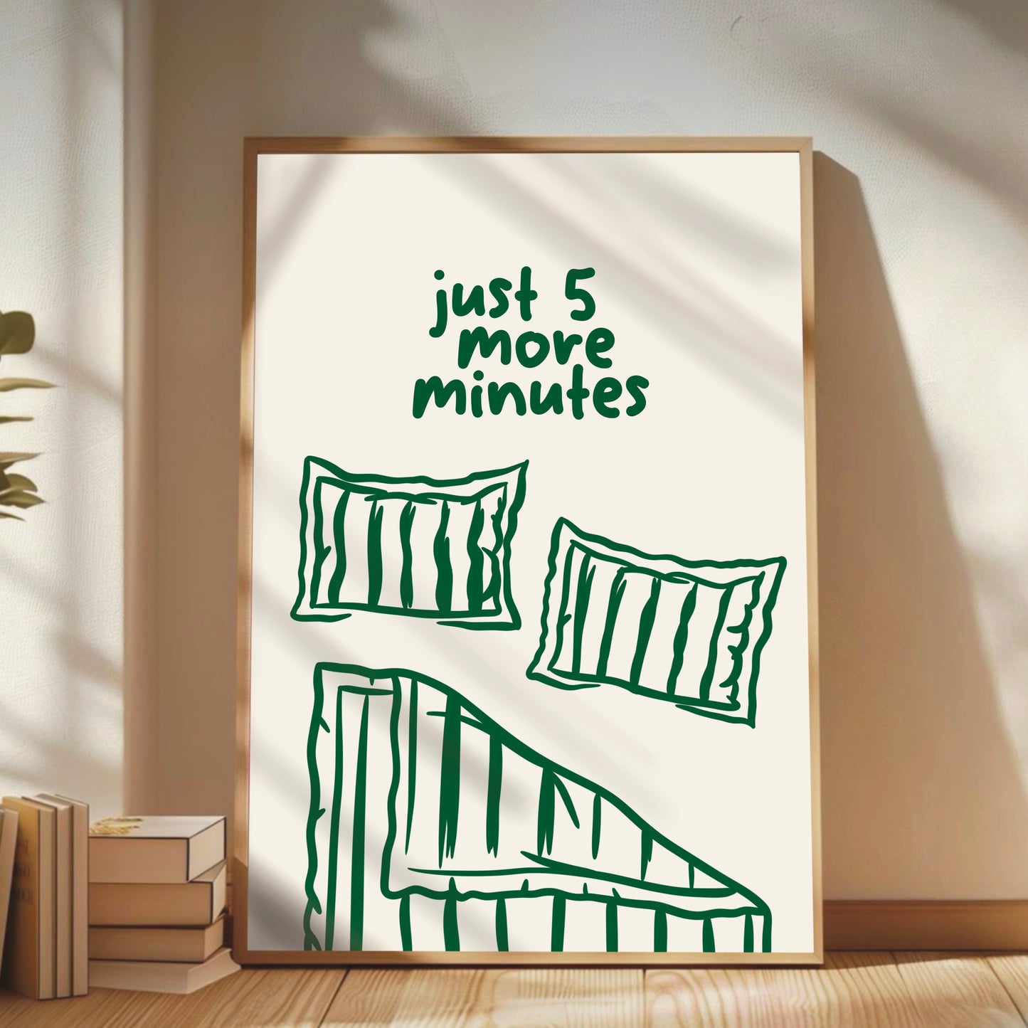 Just 5 More Minutes Bedroom Wall Print – Cozy Minimalist Art