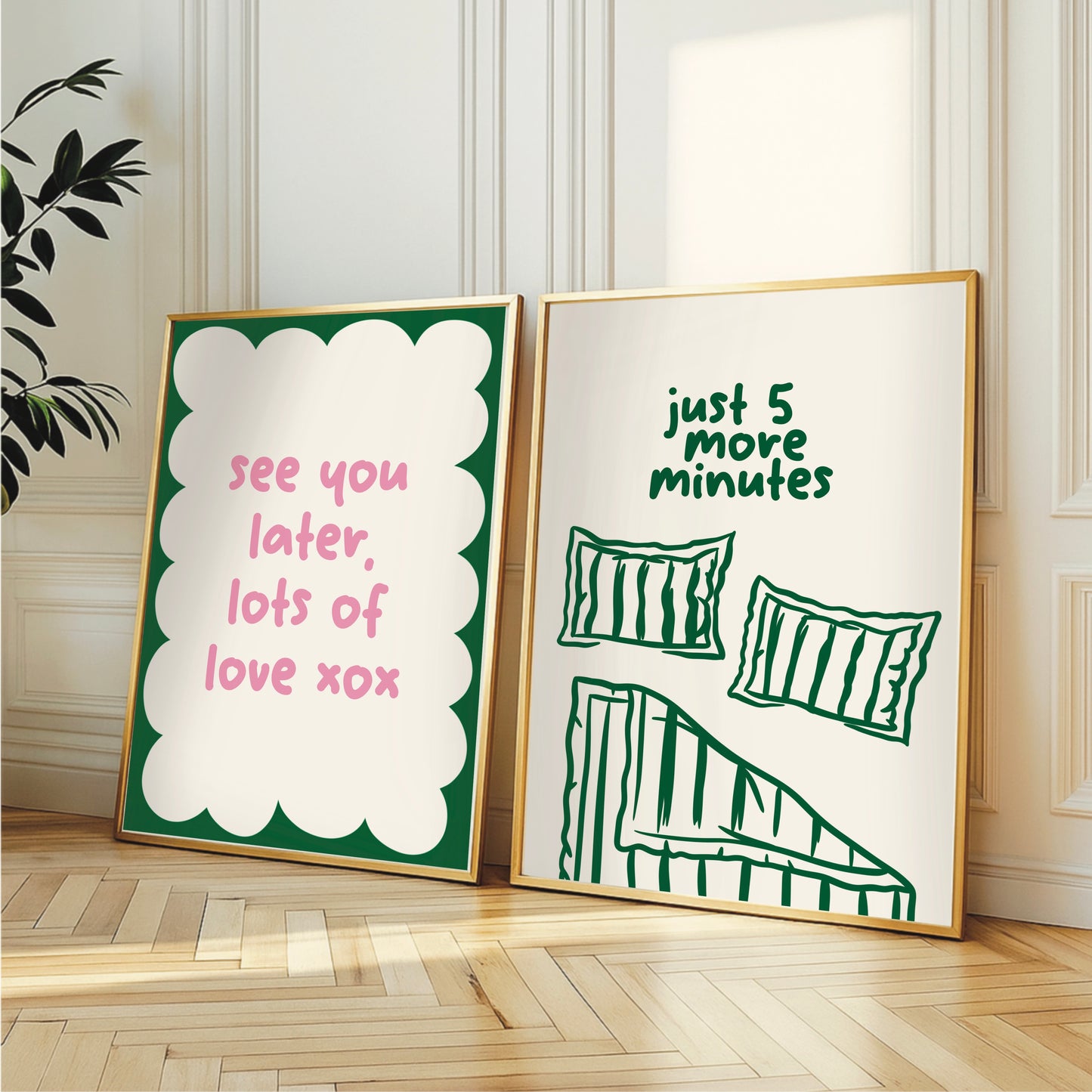 Just 5 More Minutes Bedroom Wall Print – Cozy Minimalist Art