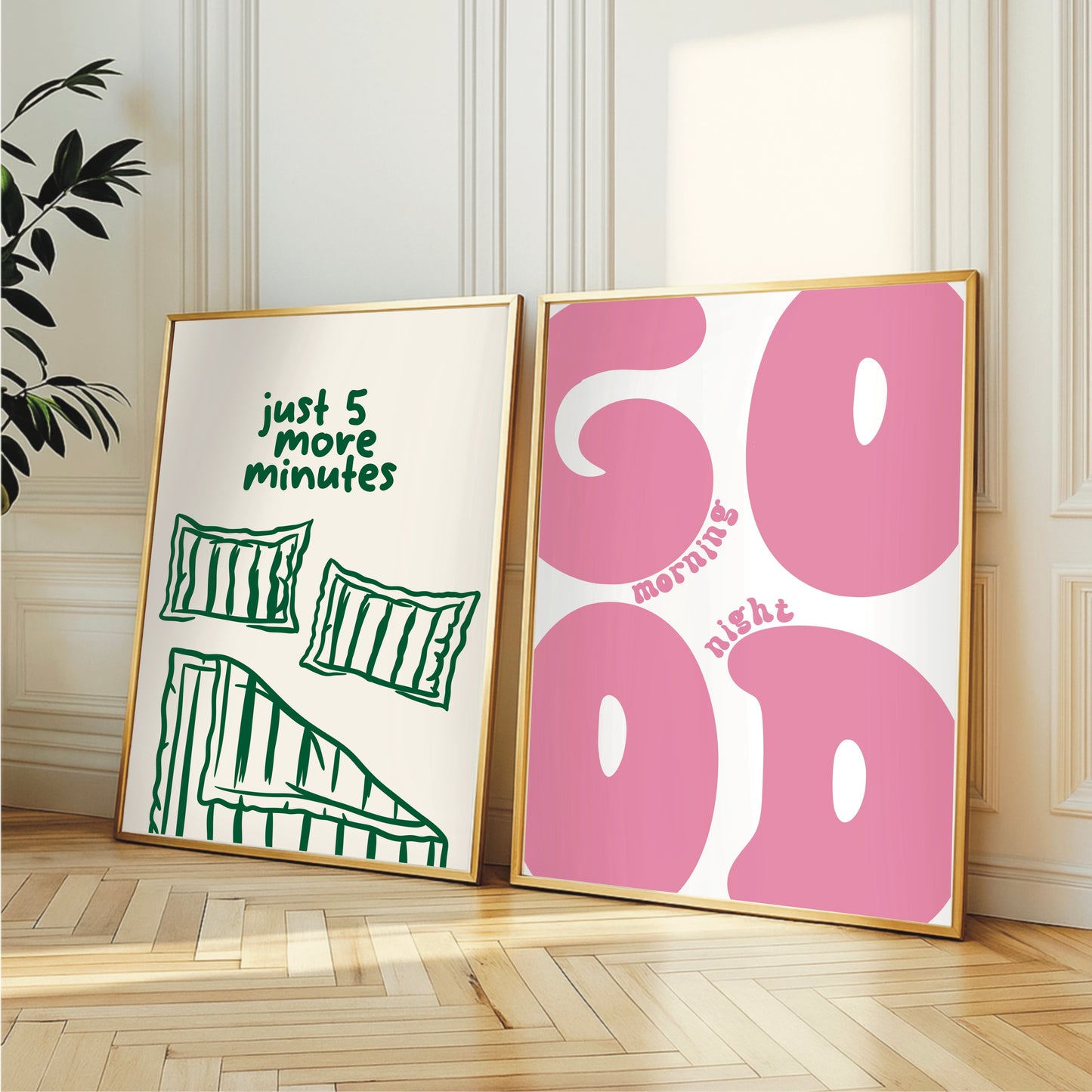 Good Morning Good Night Retro Wall Print – Pink or Black
