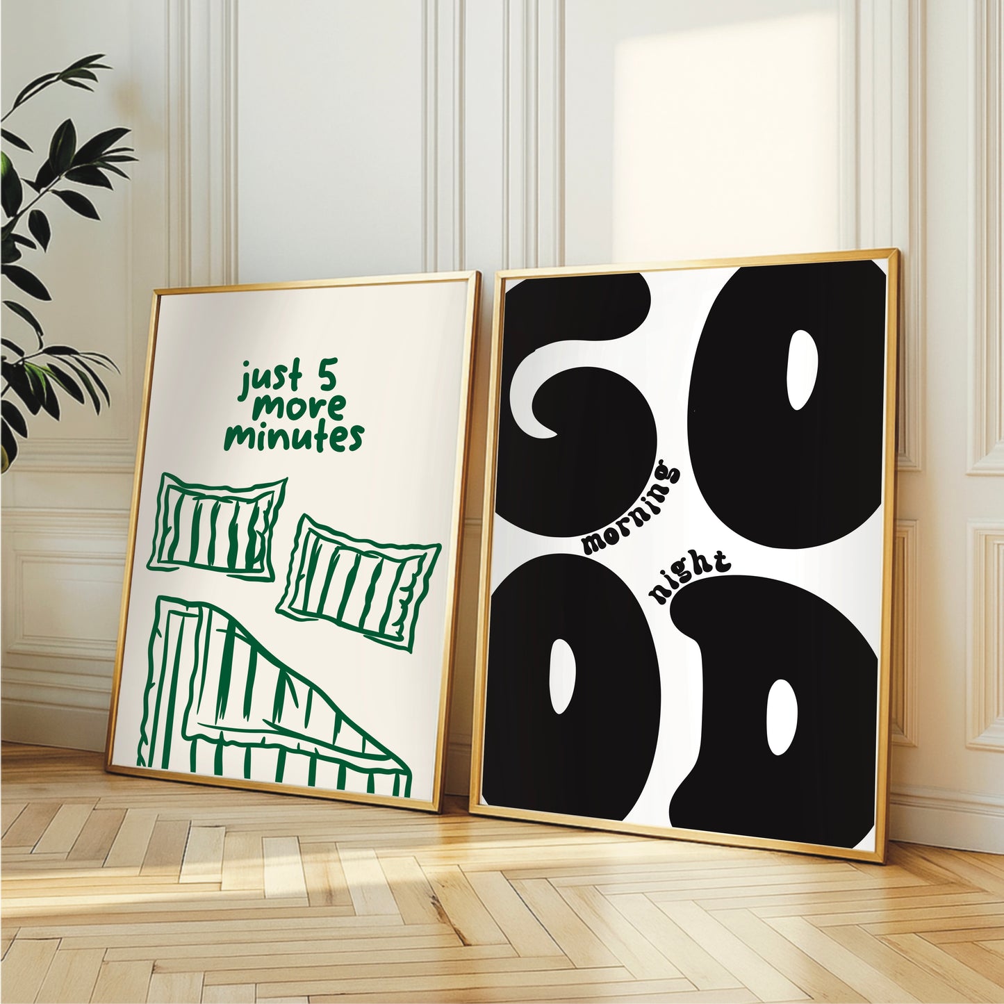 Good Morning Good Night Retro Wall Print – Pink or Black