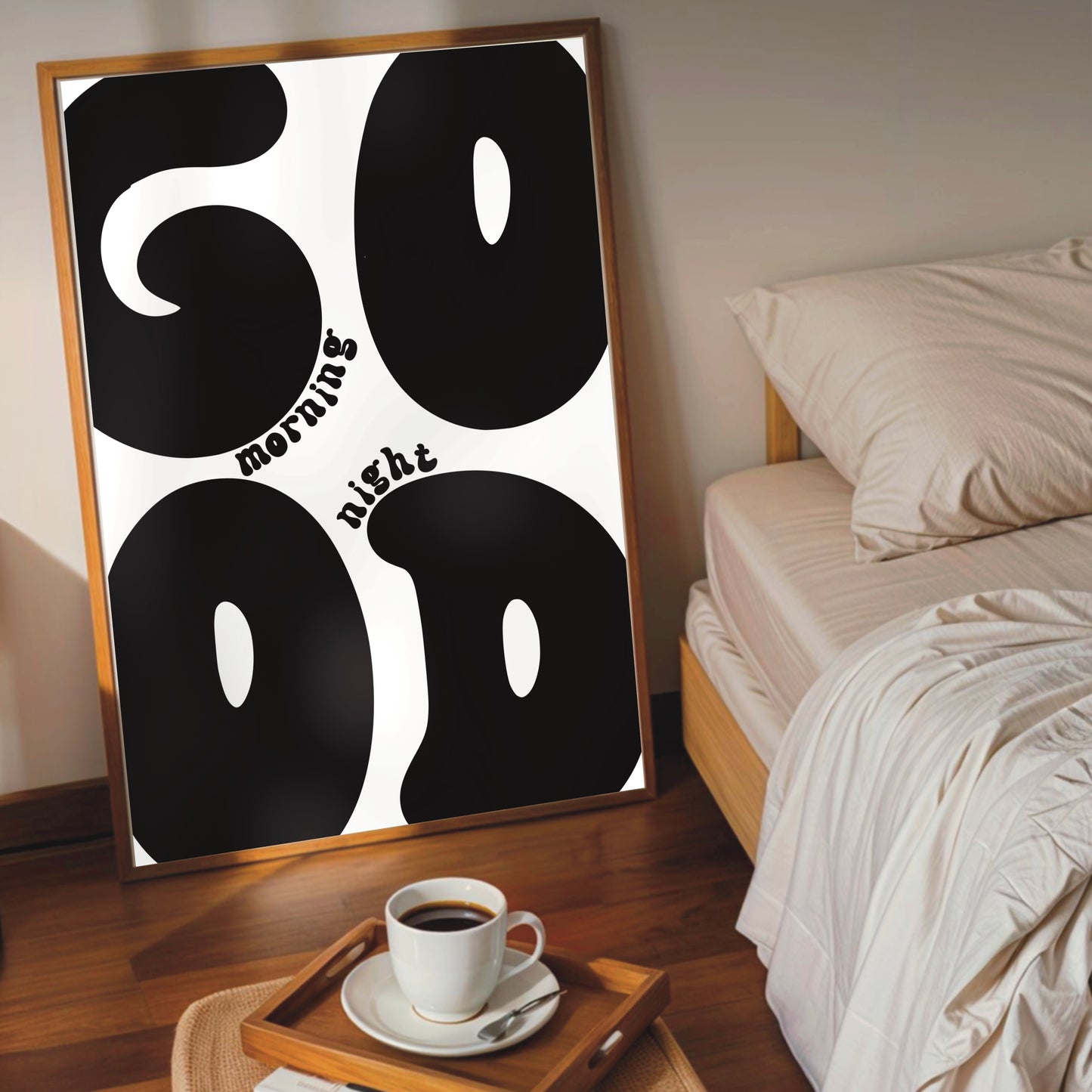 Good Morning Good Night Retro Wall Print – Pink or Black