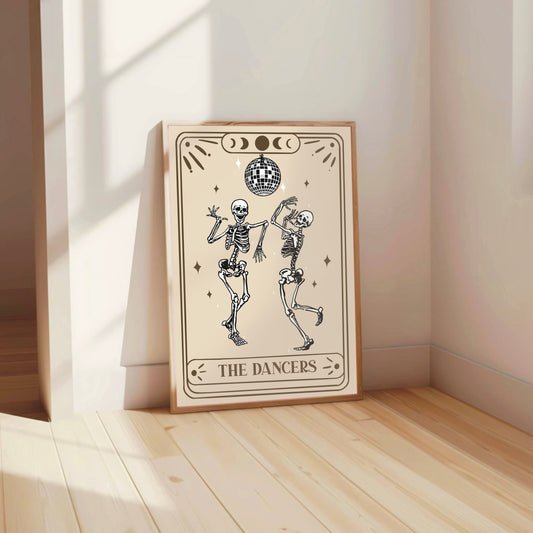 Skeleton Disco Wall Print – “The Dancers” Halloween Art