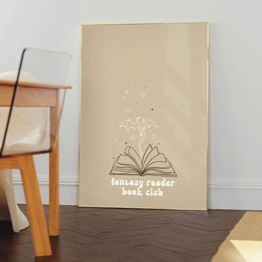 Book Lover Wall Print - "Fantasy Book Reader Club"